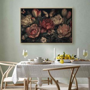 Tableau - Flowers on a turquoise background