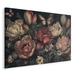 Tableau - Flowers on a turquoise background