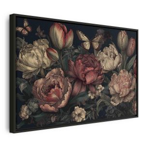 Tableau - Flowers on a turquoise background