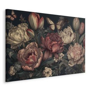 Tableau - Flowers on a turquoise background