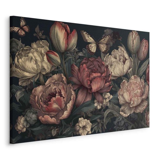 Tableau - Flowers on a turquoise background Tableau - Flowers on a turquoise background