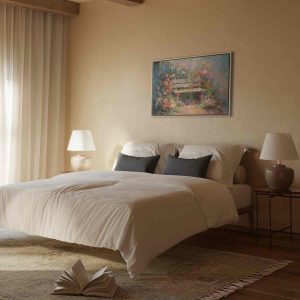 Tableau - Flowery bench - impressionist painting full of flowers