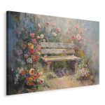 Tableau - Flowery bench - impressionist painting full of flowers