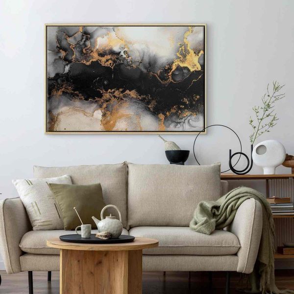 Tableau - Golden explosions – abstract pattern inspired by marble