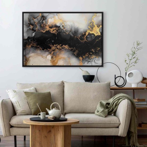 Tableau - Golden explosions – abstract pattern inspired by marble