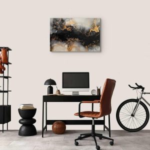 Tableau - Golden explosions – abstract pattern inspired by marble