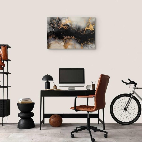 Tableau - Golden explosions – abstract pattern inspired by marble