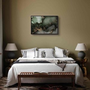 Tableau - Green watercolour - abstraction inspired by the structure of marble