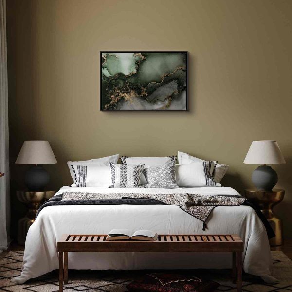 Tableau - Green watercolour - abstraction inspired by the structure of marble