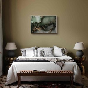 Tableau - Green watercolour - abstraction inspired by the structure of marble