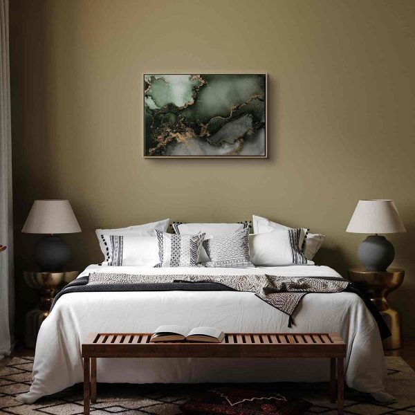 Tableau - Green watercolour - abstraction inspired by the structure of marble