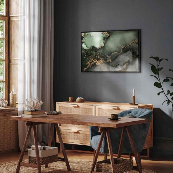 Tableau - Green watercolour - abstraction inspired by the structure of marble