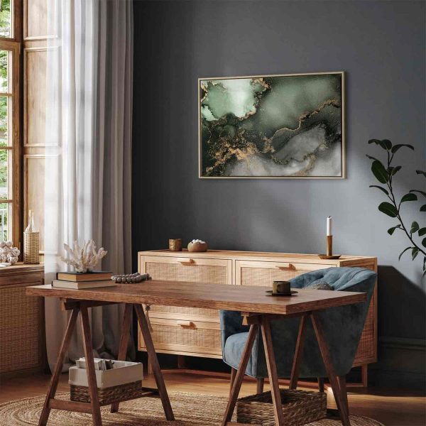 Tableau - Green watercolour - abstraction inspired by the structure of marble