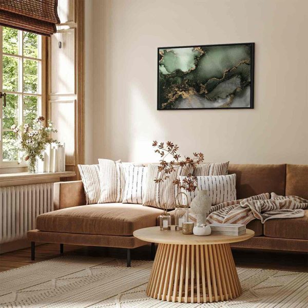 Tableau - Green watercolour - abstraction inspired by the structure of marble