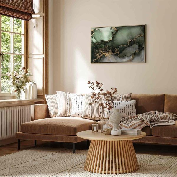 Tableau - Green watercolour - abstraction inspired by the structure of marble