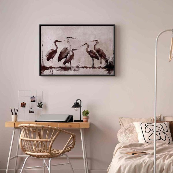 Tableau - Herons painted with ink