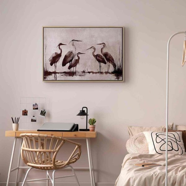 Tableau - Herons painted with ink