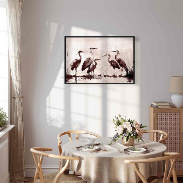 Tableau - Herons painted with ink