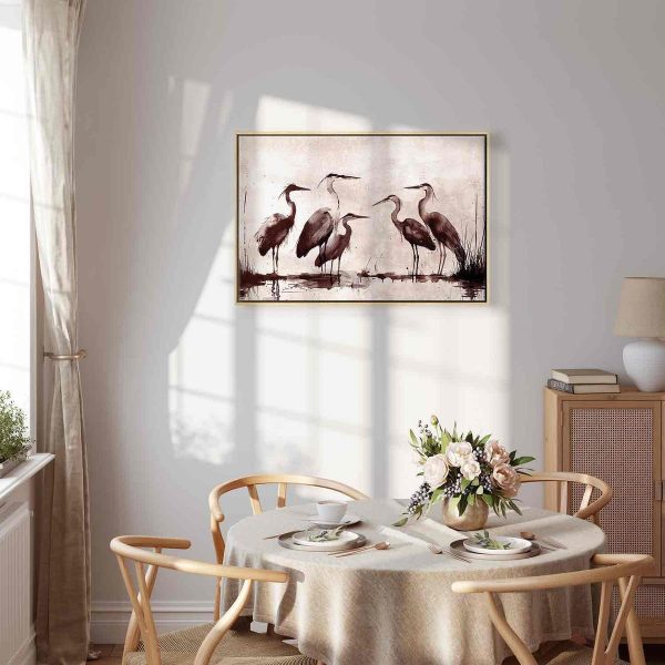 Tableau - Herons painted with ink