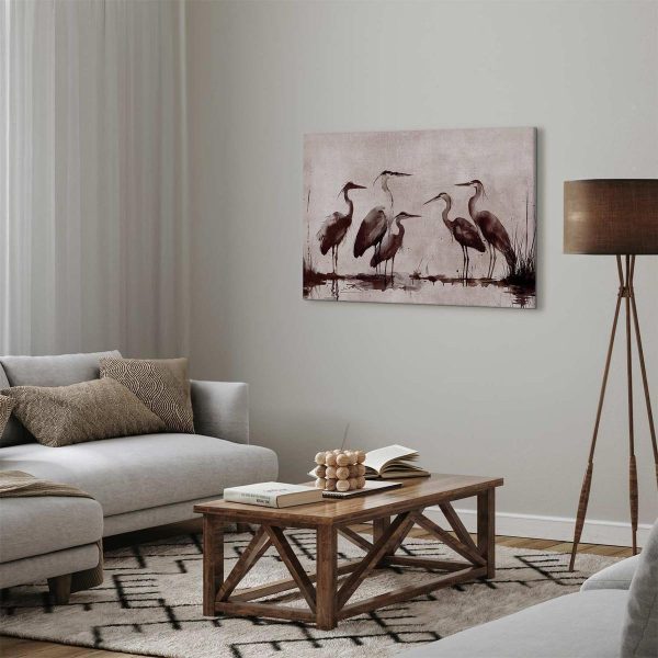 Tableau - Herons painted with ink