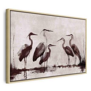 Tableau - Herons painted with ink