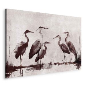 Tableau - Herons painted with ink
