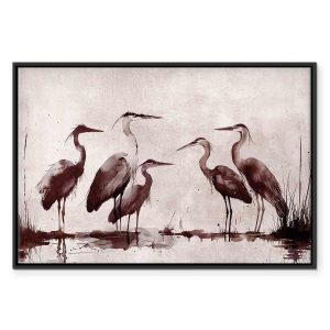 Tableau - Herons painted with ink