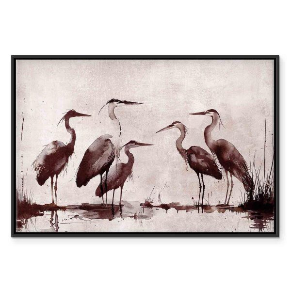 Tableau - Herons painted with ink