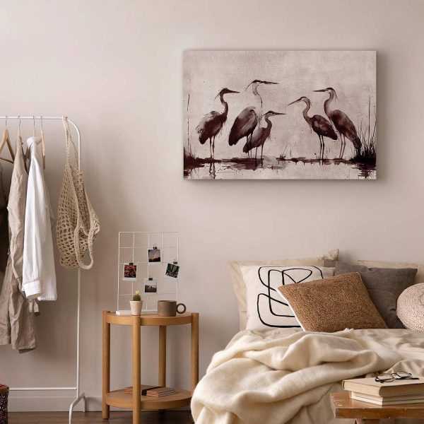 Tableau - Herons painted with ink