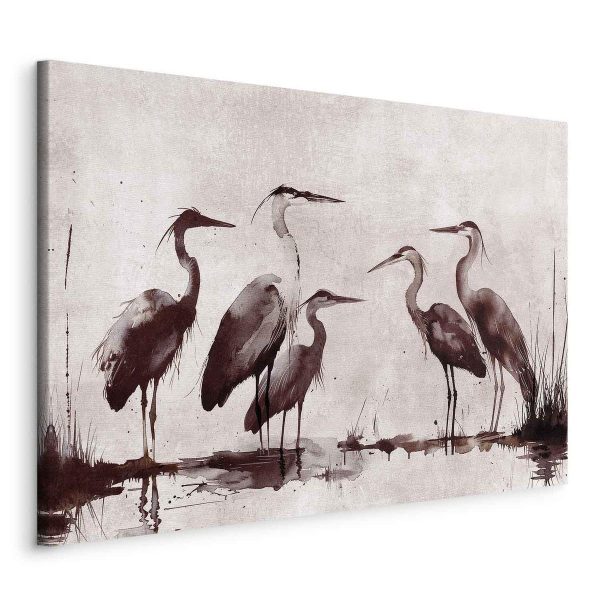Tableau - Herons painted with ink Tableau - Herons painted with ink