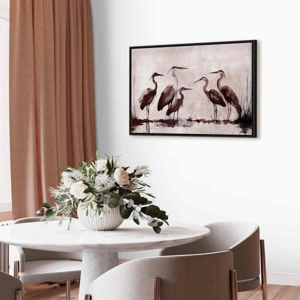 Tableau - Herons painted with ink