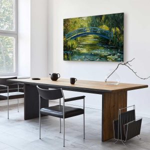 Tableau - Impressionist bridge - painting of a bridge against a picturesque background