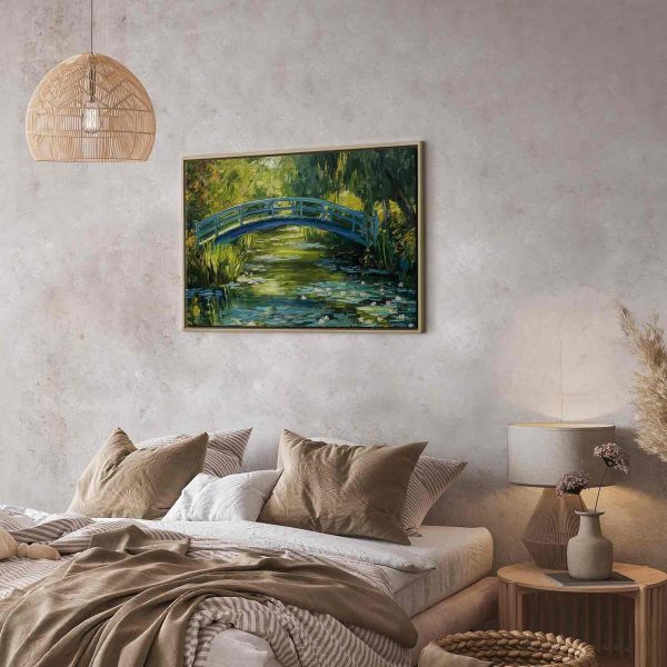 Tableau - Impressionist bridge - painting of a bridge against a picturesque background