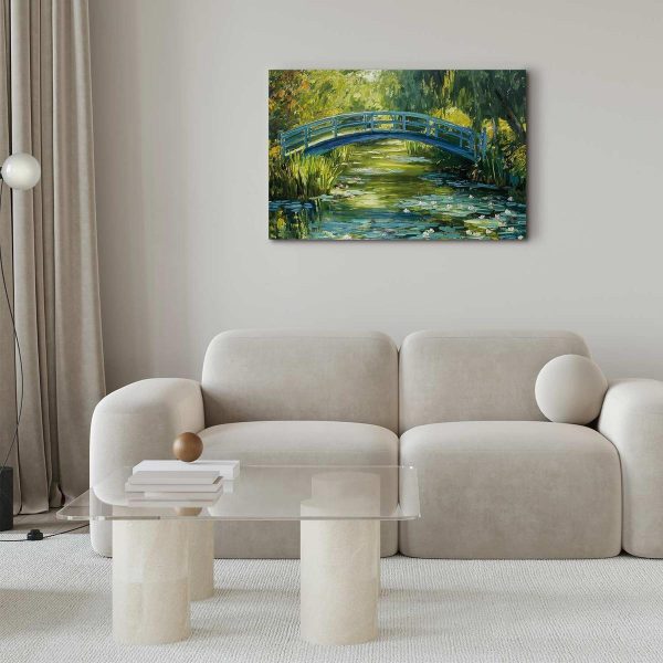 Tableau - Impressionist bridge - painting of a bridge against a picturesque background