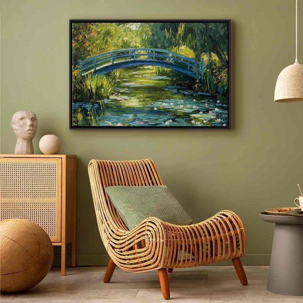 Tableau - Impressionist bridge - painting of a bridge against a picturesque background