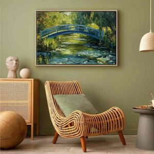 Tableau - Impressionist bridge - painting of a bridge against a picturesque background