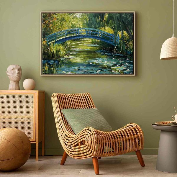 Tableau - Impressionist bridge - painting of a bridge against a picturesque background