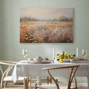 Tableau - Impressionist meadow – field landscape in a pastel colour palette