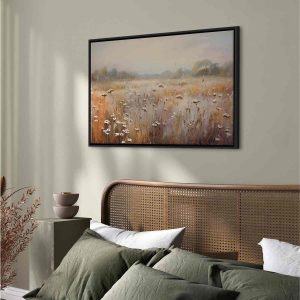 Tableau - Impressionist meadow – field landscape in a pastel colour palette
