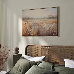 Tableau - Impressionist meadow – field landscape in a pastel colour palette