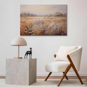 Tableau - Impressionist meadow – field landscape in a pastel colour palette