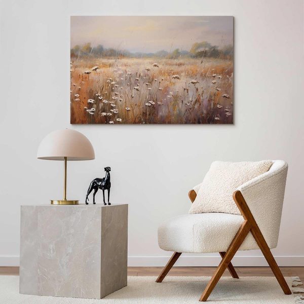 Tableau - Impressionist meadow – field landscape in a pastel colour palette