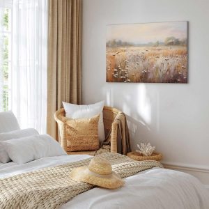 Tableau - Impressionist meadow – field landscape in a pastel colour palette