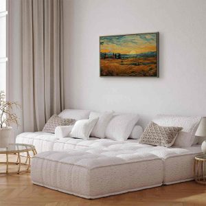 Tableau - Impressionistic fields - painted golden landscape with fields of grain