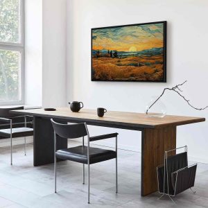 Tableau - Impressionistic fields - painted golden landscape with fields of grain