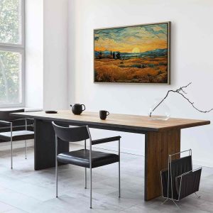 Tableau - Impressionistic fields - painted golden landscape with fields of grain