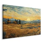 Tableau - Impressionistic fields - painted golden landscape with fields of grain