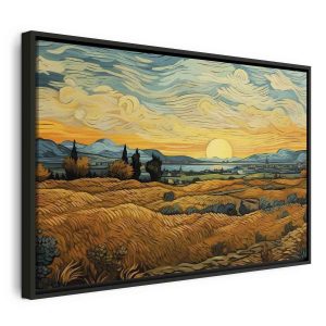 Tableau - Impressionistic fields - painted golden landscape with fields of grain