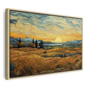 Tableau - Impressionistic fields - painted golden landscape with fields of grain