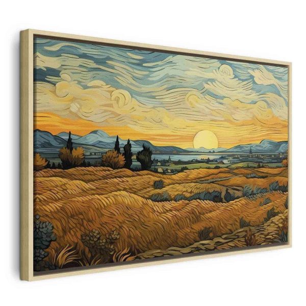 Tableau - Impressionistic fields - painted golden landscape with fields of grain